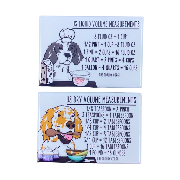 English Setter Dog Measuring Chart Magnet Set Handmade Cooking Baking  Guide - Picture 6 of 6
